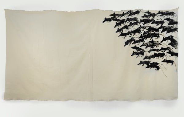 Хаим Сокол Rats | Крысы, 2019 Acrylic primer on fabric | Ткань, акриловый грунт 160 х 300 cm