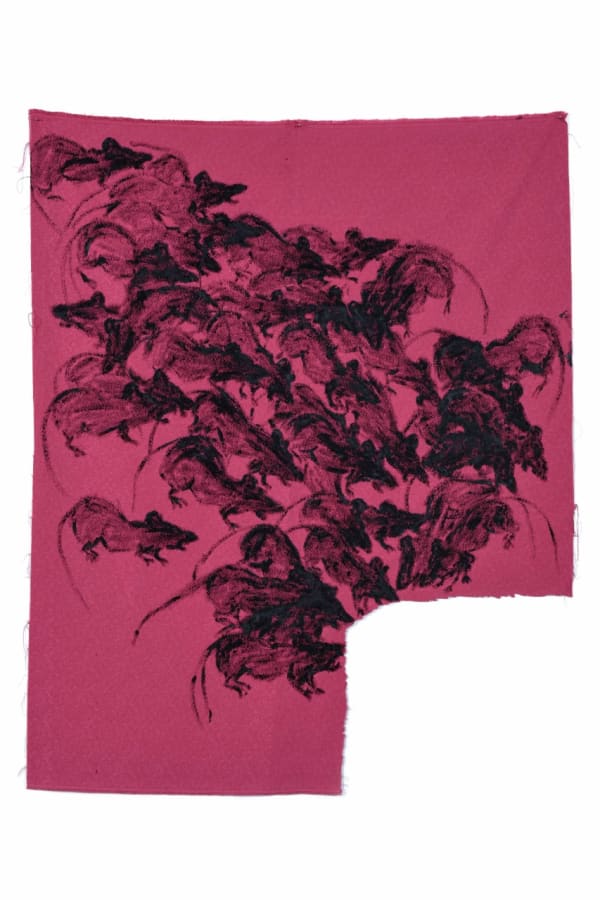 Хаим Сокол Rats | Крысы, 2019 Acrylic primer on jacquard fabric | Жаккард, акриловый грунт 160 x 150 cm 63 x 59 1/8 in
