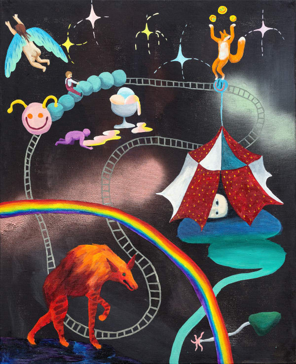 Анна Андржиевская “Night Rainbow” Shapito | Шапито “Ночная радуга”, 2021 Acrylic, oil on canvas | Холст, акрил, масло 100 x 70 cm 39 3/8 x 27 1/2 in