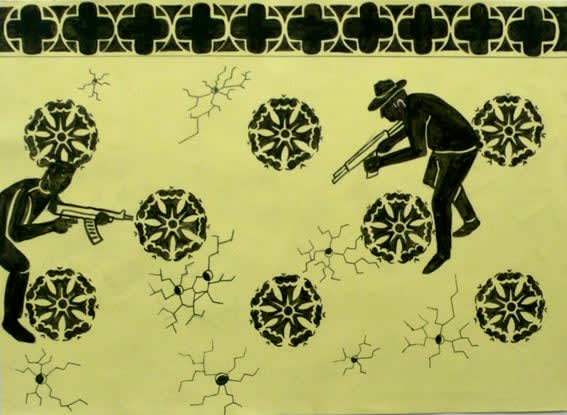 Eduardo SARABIA, Sans titre , Study for stolen vases, 2004