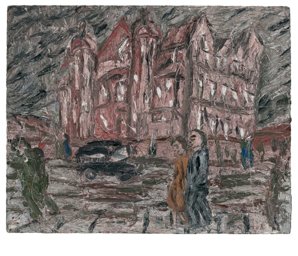 Leon Kossoff Red Brick School Building, Winter, 1982 oil on board 122 x 152 cm