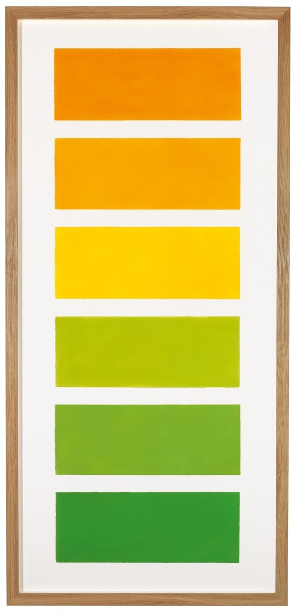 David Nash Oak Leaves Through May, 2016 pastel on paper in oak frame 168 x 80 x 6 cm, framed