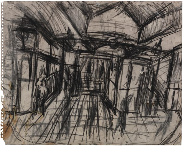 Leon Kossoff Kilburn Underground Station, interior, 1977 charcoal on paper 40.5 x 50.7 cm