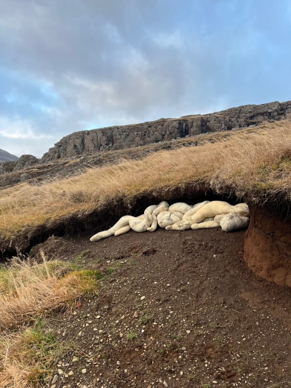 Nicola Turner, Myth and Miasma, installation in the Vestdalseyri Valley, Iceland, 2022