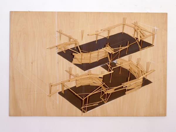 Tadashi Kawamata Plan for Annely Juda Fine Art No. 1, 1990 plywood, balsa, acrylic colour, glue, pencil 81 x 122 x 7 cm 31.9 x 48 x 2.8 in