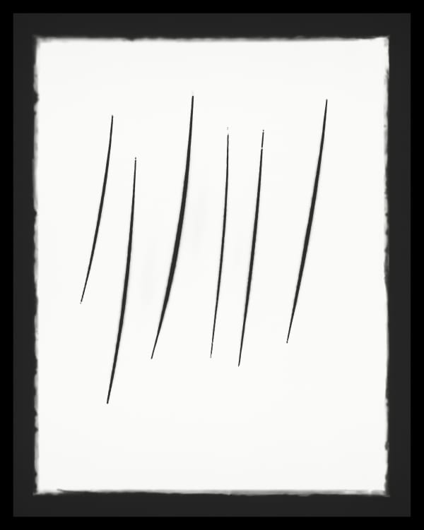 Philipp Goldbach Lucio Fontana, Concetto spaziale, Attese, 1958-1965, Museum Folkwang, Essen (Inv.-Nr. G 354) , 2022 B&W photogram on baryta paper, 5 unique exposures 104 x 82 cm 111.5 x 89.5 cm framed
