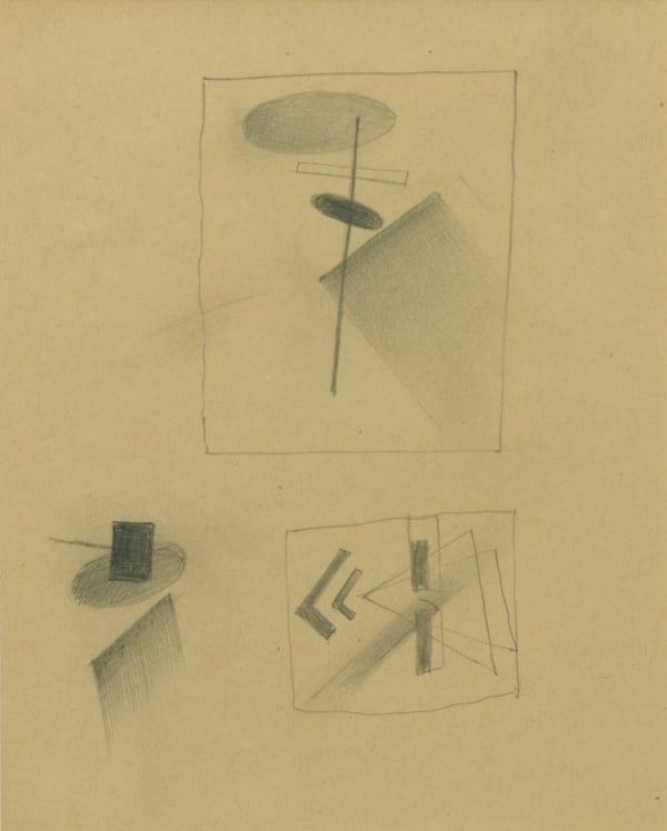 Kasimir Malevich Composition with plan for dissolution and magnetic elements, 1918 pencil on paper 20 x 16.5 cm