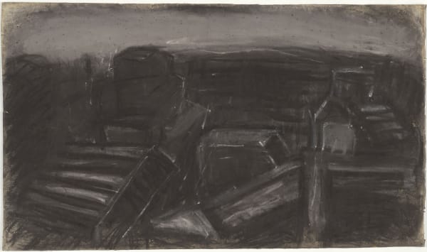Leon Kossoff City Rooftops, 1957 charcoal and pastel on paper 57.2 x 97.8 cm