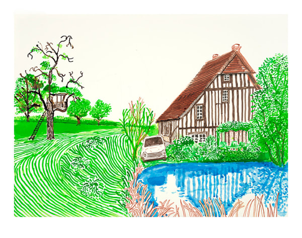 David Hockney, In Front of House Looking East, 2019