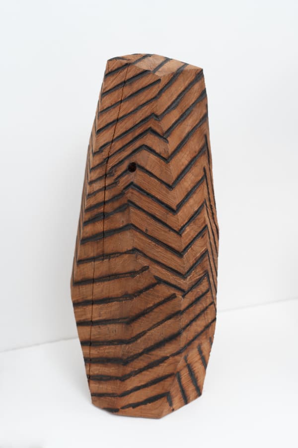 David Nash Branded Facet Column, 2014 Branded Yew 42 x 22 x 20 cm