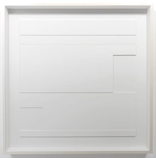 Alan Reynolds Structures - Group III (10), 1989 prepared card on wood base 119 x 119 x 1 cm