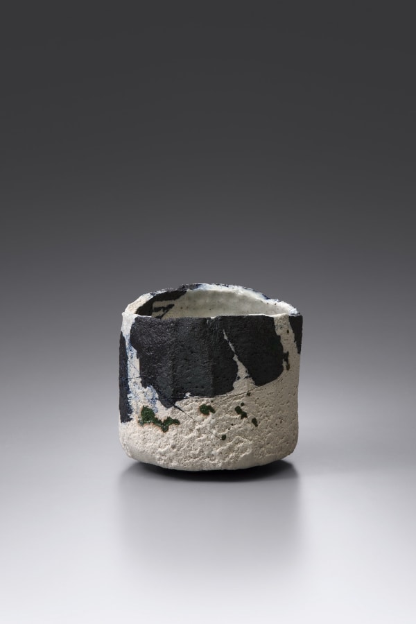 Raku Kichizaemon XV Jinkinyu Kan (clarity), 2022 Yakinuki-type 'Rock' White Raku tea bowl 11.5 x 10.5 x 11 cm
