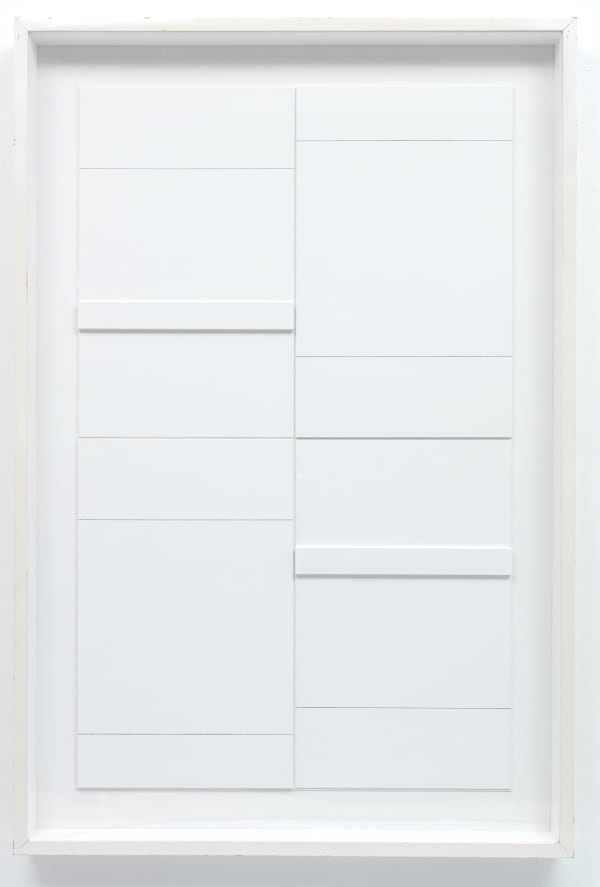 Alan Reynolds Structures-Group II (T), 1981 prepared card on wood base 140.5 x 93 x 1 cm