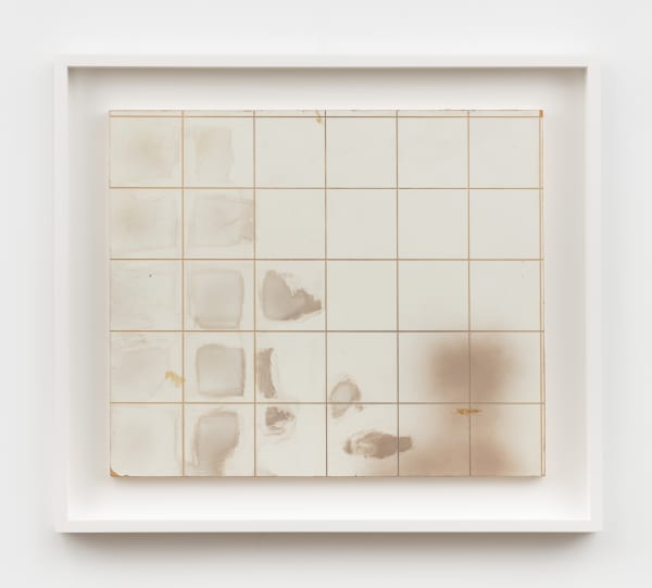 Prunella Clough Subway: Figure Passing 3, 1981 cellulose on formica tiles on board 52 x 61.5 cm