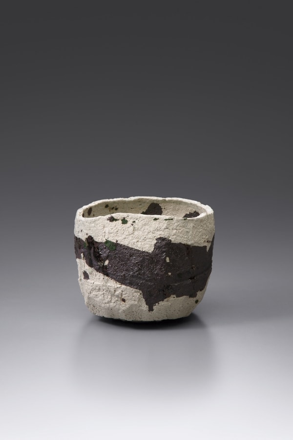 Raku Kichizaemon XV Jikinyu I (be pleased, enjoy), 2021 Yakinuki-type ‘Rock’ White Raku tea bowl 10.8 x 12.7 x 10 cm