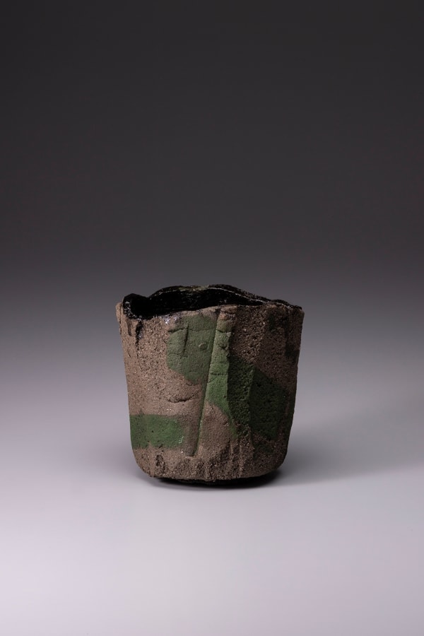 Raku Kichizaemon XV Jikinyū Tan (things that exhaust themselves by pushing themselves to the limit), 2023 Yakinuki-type ‘Rock’ Black Raku tea bowl 14.1 x 12.4 x 9.4 cm 5 ½ x 5 x 3 ¾ in