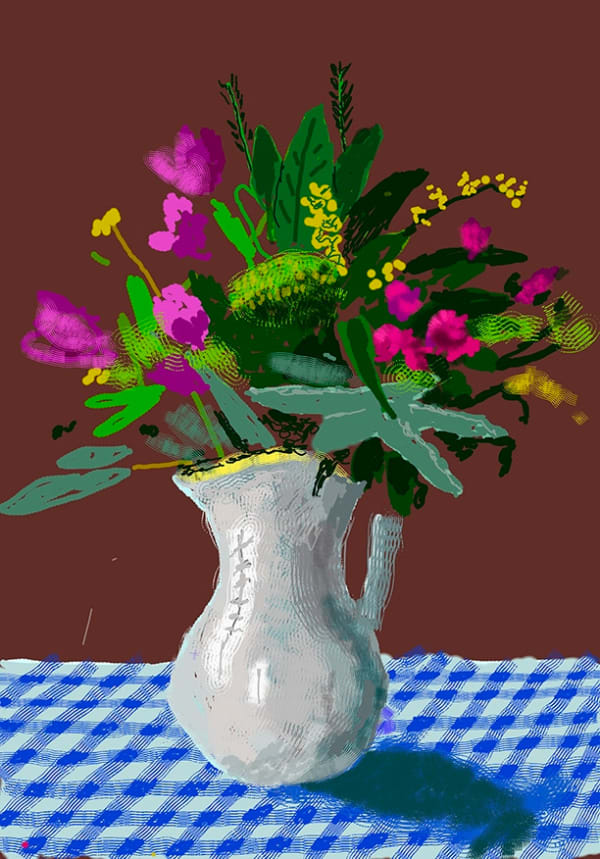 David Hockney, 15th March 2021, Flowers in a Jug, 2021