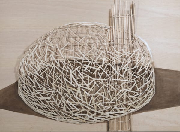 Tadashi Kawamata Installation Plan for Annely Juda, 2015 balsa wood and acrylic paint on plywood 153 x 210 x 13 cm