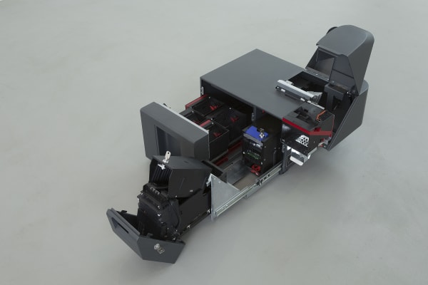 Wilfredo Prieto, Some greys, red lines and a blue rectangle, 2018