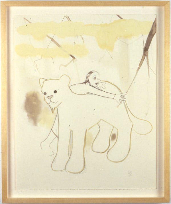 Ellen Berkenblit Woman Leaning Over Lion to Get Branch, 2000