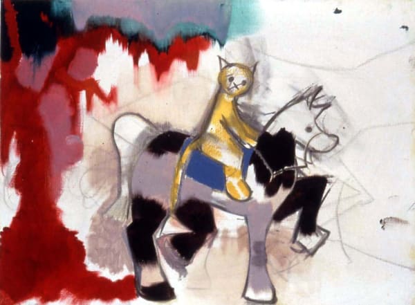 Ellen Berkenblit Cat on Brown and Grey Horse (Cat on Pony), 1999