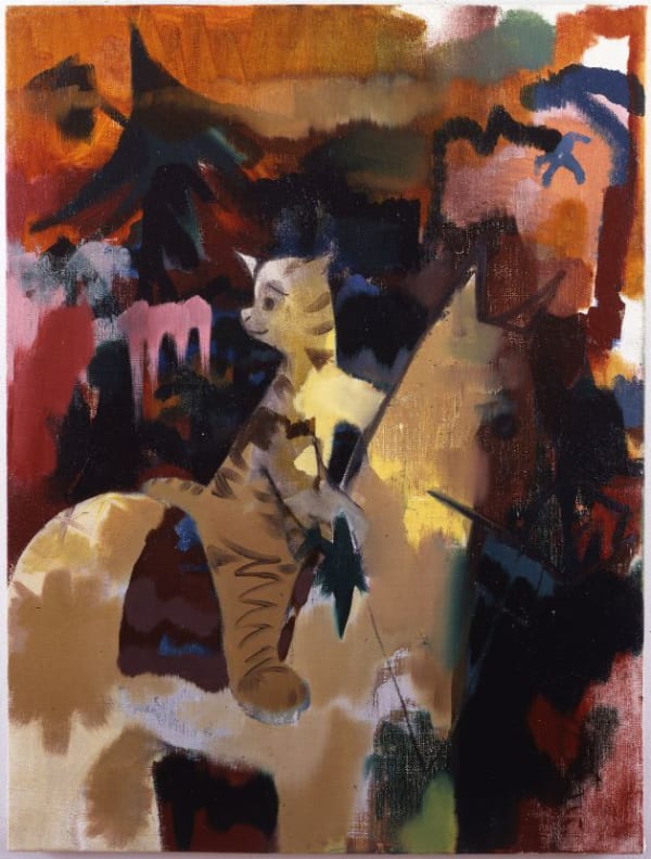 Ellen Berkenblit Cat on Horse (aka Cat on Horse, Pink Hanging Tree), 2000