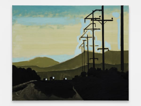 Wilhelm Sasnal Untitled (Green Landscape with Electric Poles), 2024