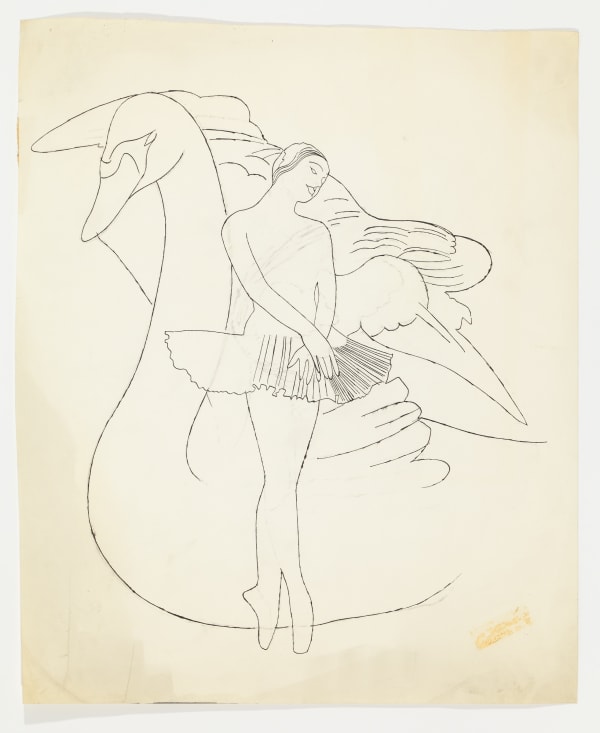 Andy Warhol Female Ballet Dancer and Swan, c. 1955