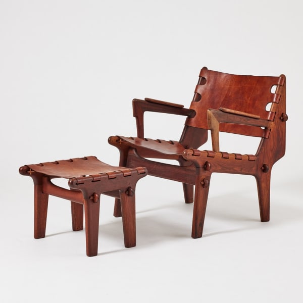 Angel Pazmino, "Cotacachi" Safari lounge chair with foot stool, 1960's