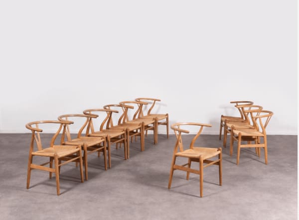 Hans Wegner, Set of 10 CH24 Wishbone (Y) chair