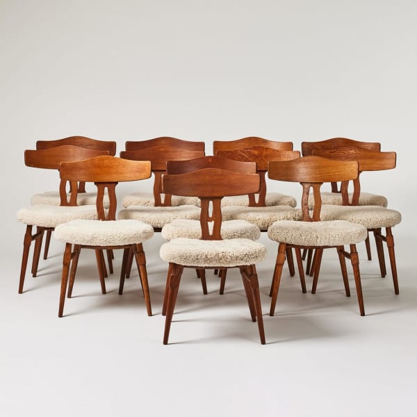 Henning Kjaernulf, Set of 12 chairs, 1940's