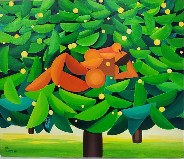 JUNG Kangja, Mother and Child Playing on a Tree, 2004