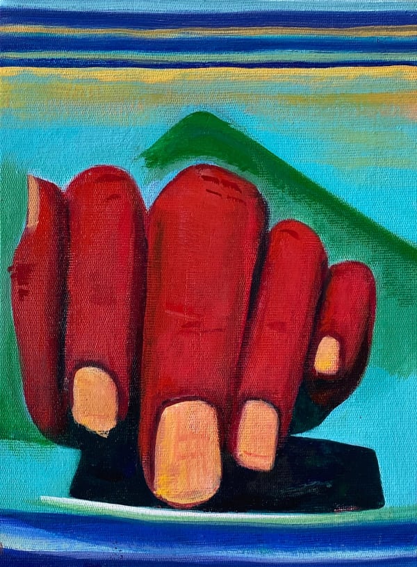 Lines of Credit and Debit, 2021 9 1/2 x 7 1/8 x 1 5/8 in 24 x 18 x 4 cm oil on canvas