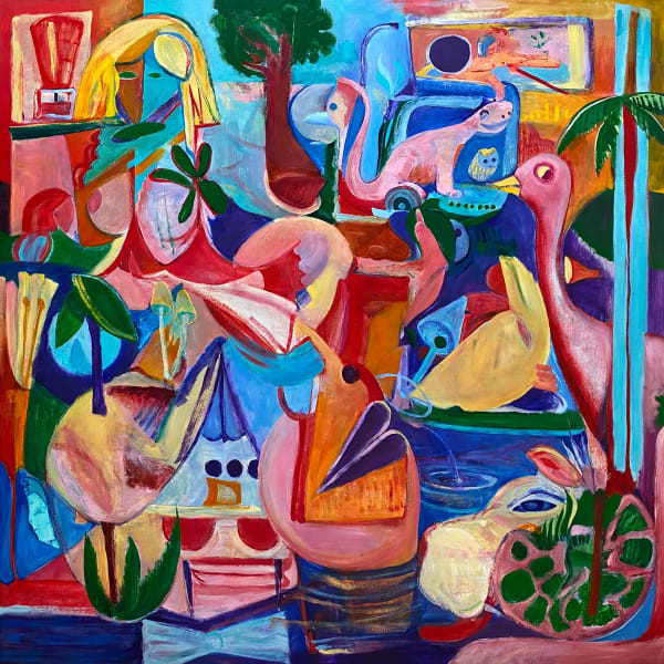 Hot Tub Bliss, 2021 39 3/8 x 39 3/8 x 1 5/8 in 100 x 100 x 4 cm oil on canvas