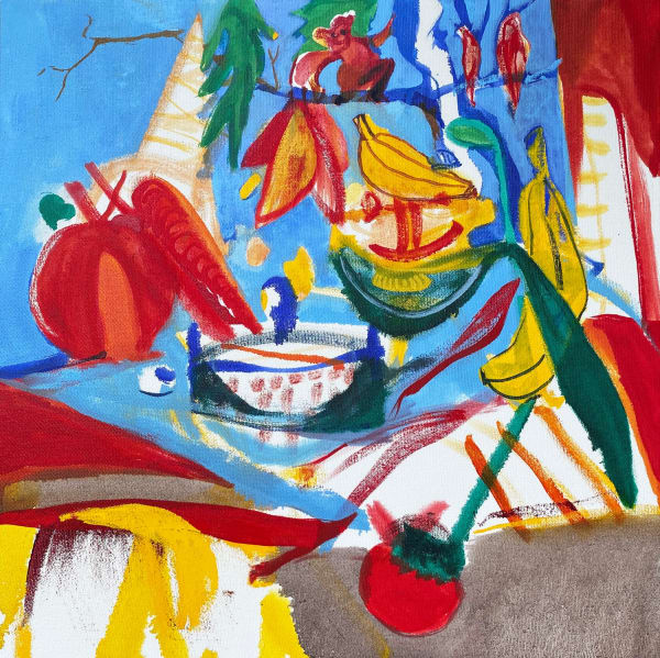 Monkey Still Life, 2020 15 3/4 x 15 3/4 x 1 5/8 in 40 x 40 x 4 cm oil on canvas