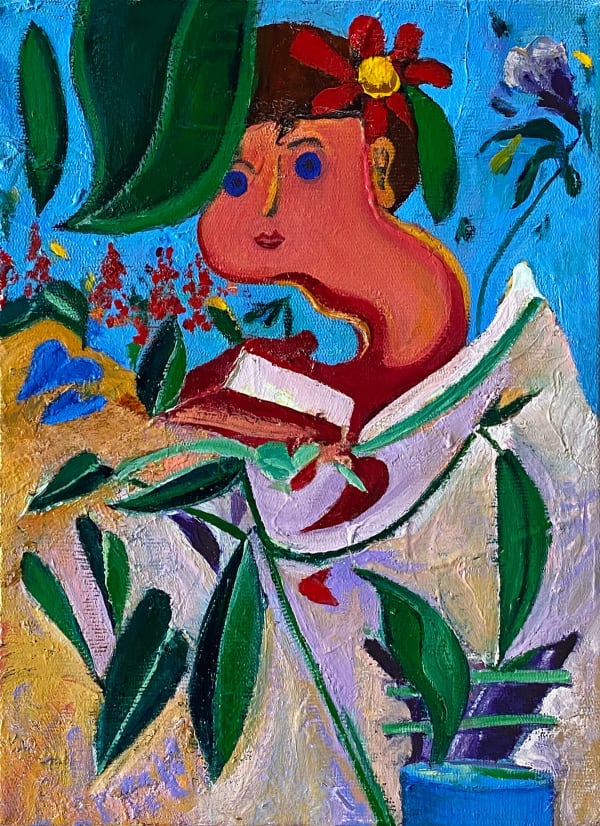 Flower Punk, 2021 9 1/2 x 7 1/8 x 1 5/8 in 24 x 18 x 4 cm oil on canvas