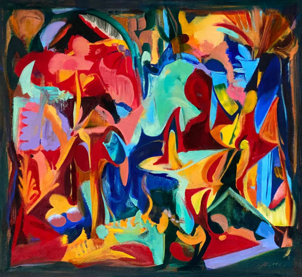 Let's Go Disgo, 2020 19 3/4 x 21 1/4 x 1 5/8 in 50 x 54 x 4 cm oil on canvas