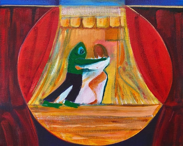 The Dance, 2021 9 1/2 x 11 3/4 x 1 5/8 in 24 x 30 x 4 cm oil on canvas