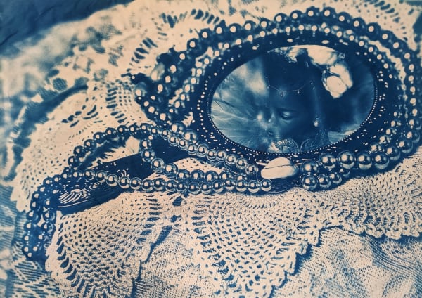 Tokie Rome Taylor What Grandmother Bequeathed To Me, 2022 Cyanotype on Cotton 34 x 24 inches