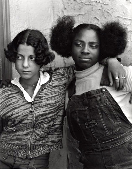 Builder Levy Jacqueline Santiago and Cathy Lindsey, Bushwick, Brooklyn, New York, 1976 platinum print 13 x 9 11/16 inches