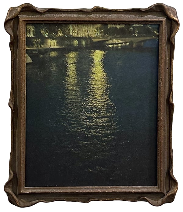 Wendi Schneider The Seine at Night, 2023 pigment ink on kozo over moon gold leaf 14 x 12 inches