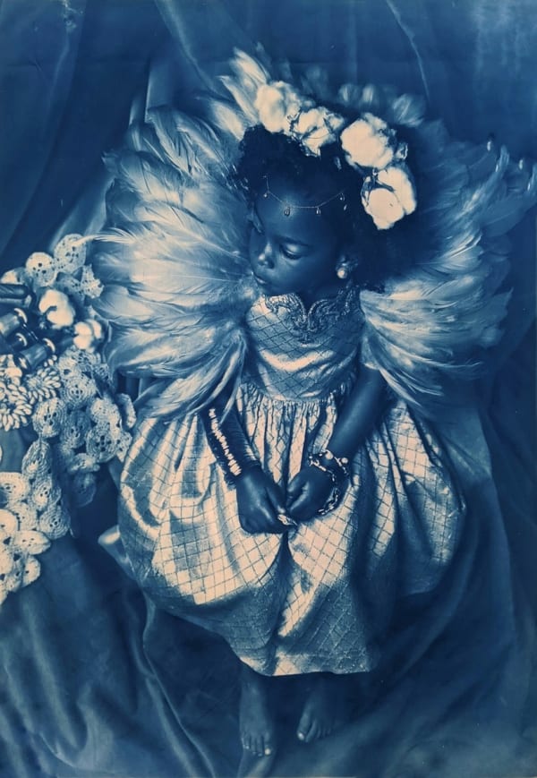 Tokie Rome Taylor A Trifecta…Wisdom, History, And Wealth In Reach, 2022 Cyanotype on cotton rag 34 x 24 inches