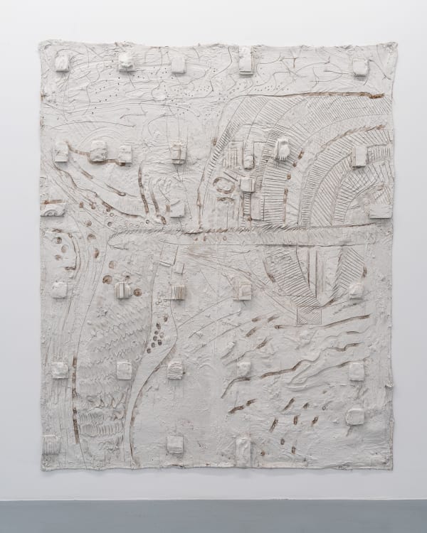 Beniamin Popescu Arche II, 2024 Plaster, reinforcing fiber on jute cloth 235 x 195 cm. 92 1/2 x 76 3/4 in.