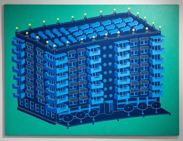 Gili Mocanu Hotel ”Indigo”, 2004 Acrylic on canvas 150 x 200 cm. 59 x 78 3/4 in.