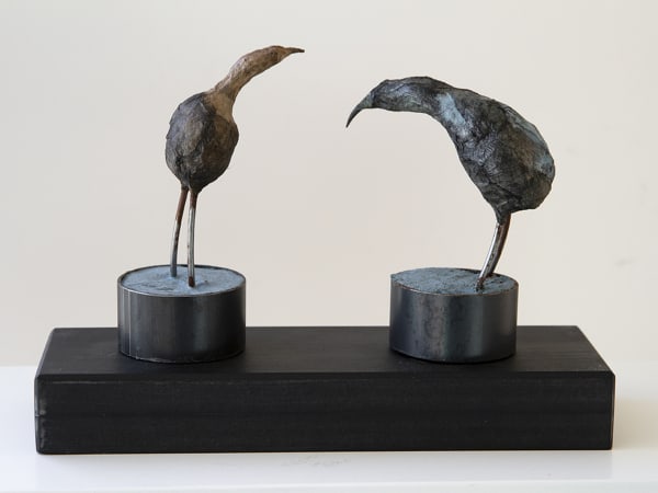 MICHEL FLAMME, 2 VOGELS OP SOKKEL