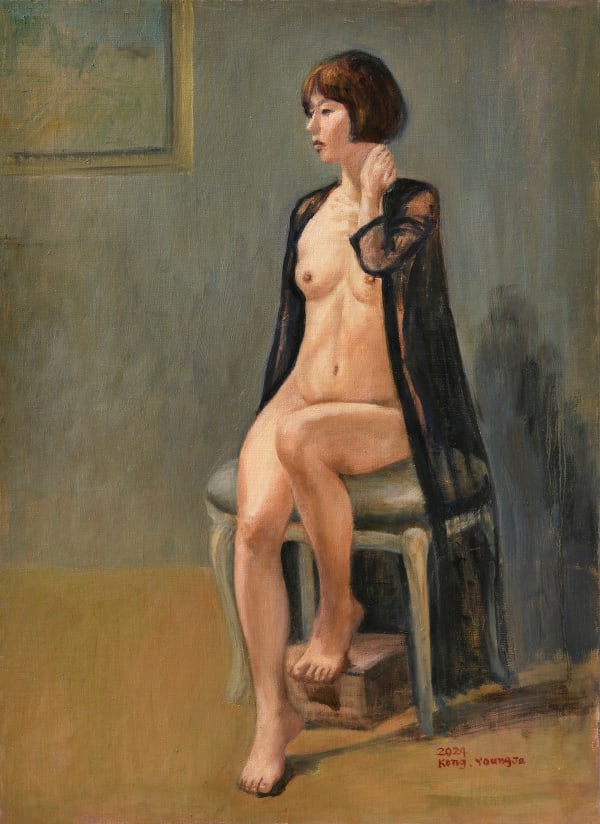 공영자 Kong, Young Ja, 검정 가운을 입은 여인, 2024