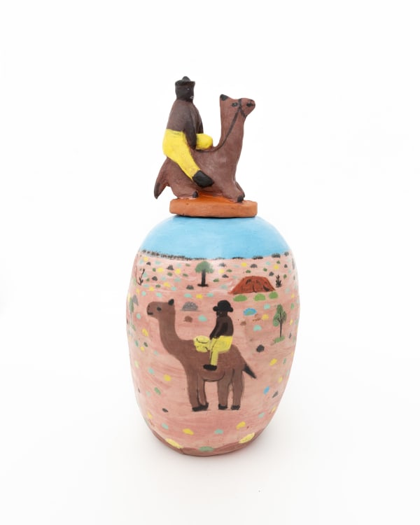 Hermannsburg Potters, Dawn Ngala Wheeler – My father going with camel, 2024