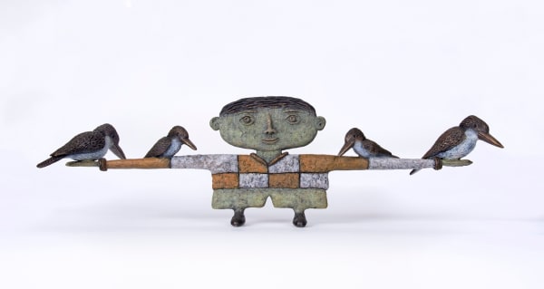 Dean Bowen, Boy with Kookaburra Family, 2023