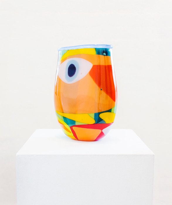 Deborah Halpern, Vessel With Fish and Stripes, 2014