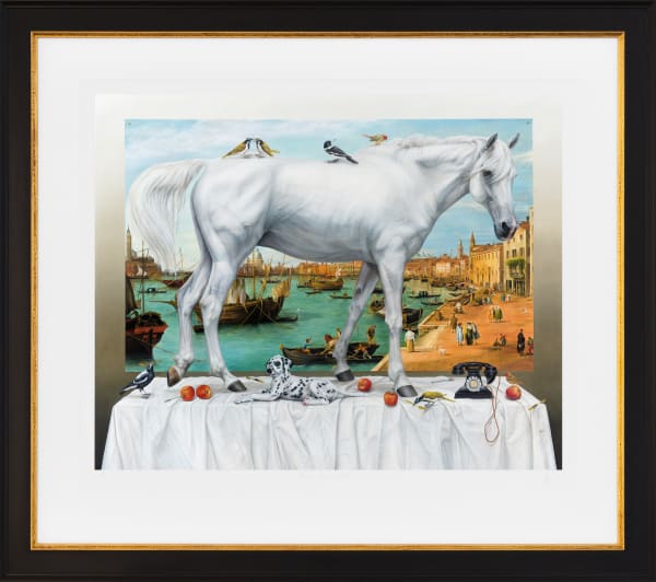 Kate Bergin, Monty’s Grand Tour (Featuring Canaletto’s View of Venice, The Riva Degli Schiavoni, looking West, 1736)